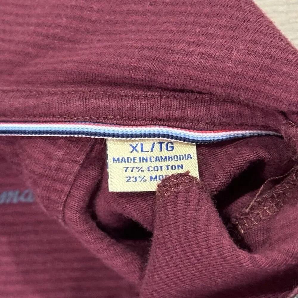 Men’s Tommy Bahama 1/4 Zip Pullover Sweater Size XL Burgundy Long Sleeve Modal
